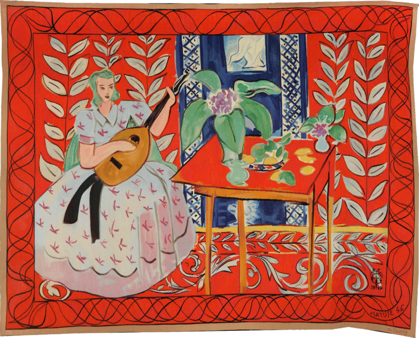 La Femme au Luth (Woman with Lute), woven by Henri Matisse between 1947 and 1949.
